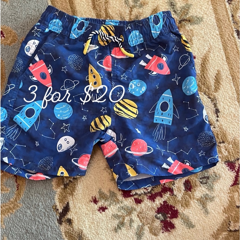 Andy & Evan Space boy swim trunks 4T 3itemsfor$20
